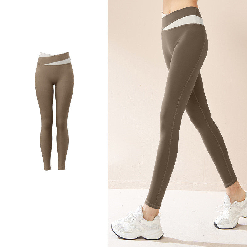 Spliced High Waist Butt Lift Seamless Quick-drying Leggings