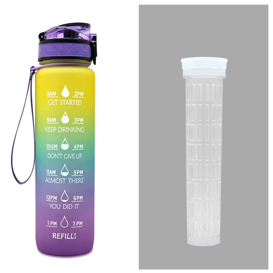 1L Tritan Water Bottle With Time Marker Bounce Cover Motivational Water Bottle