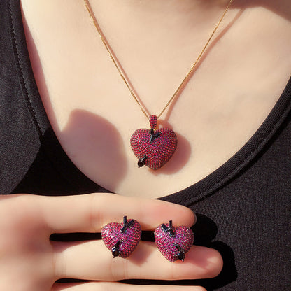 Heart-shaped earring pendant set