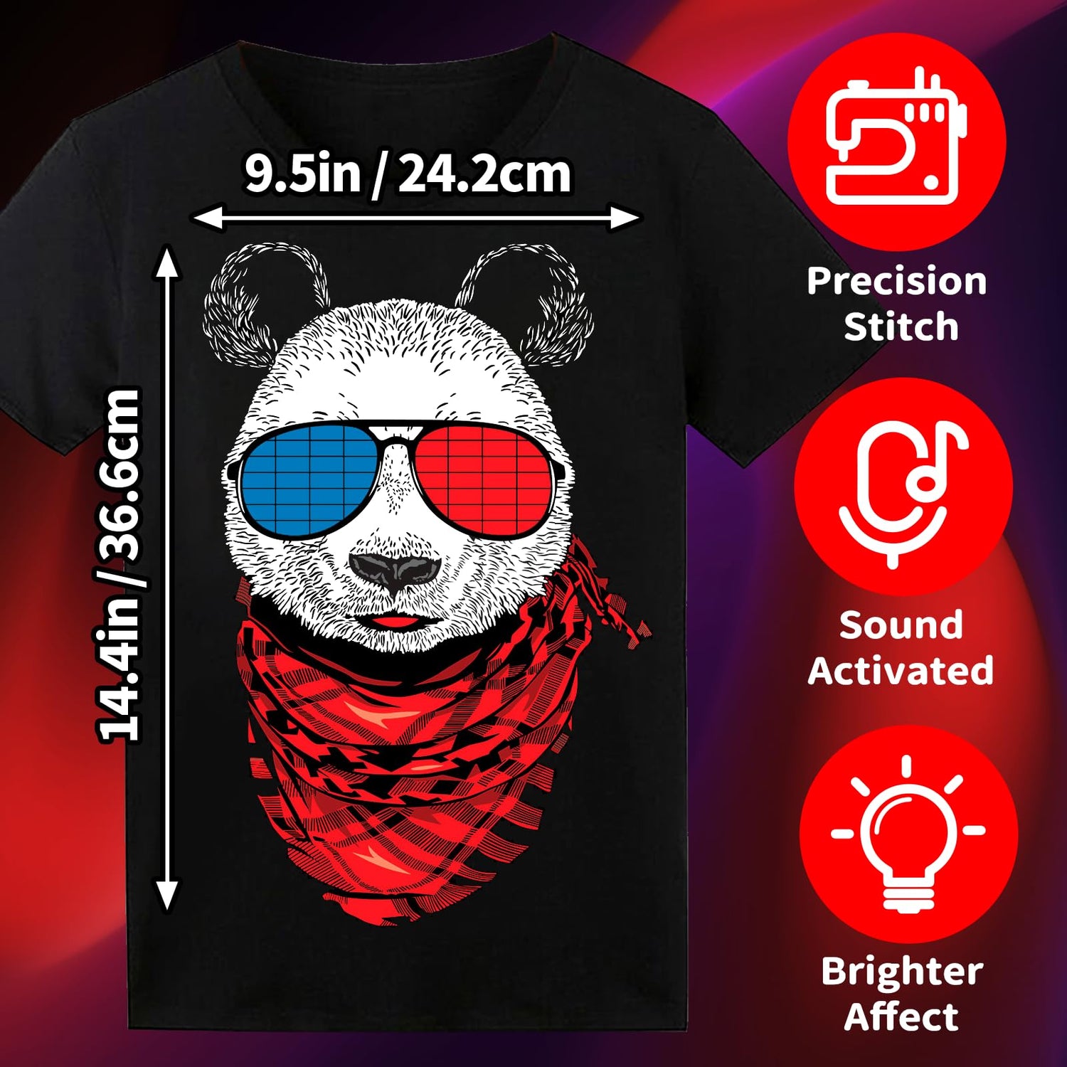 SOOoEC LED T Shirt Sound Activated Light Up Rave Shirts Glow in The Dark for Party Black