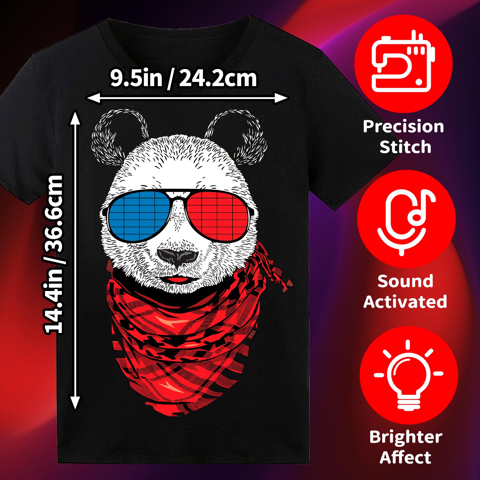 SOOoEC LED T Shirt Sound Activated Light Up Rave Shirts Glow in The Dark for Party Black