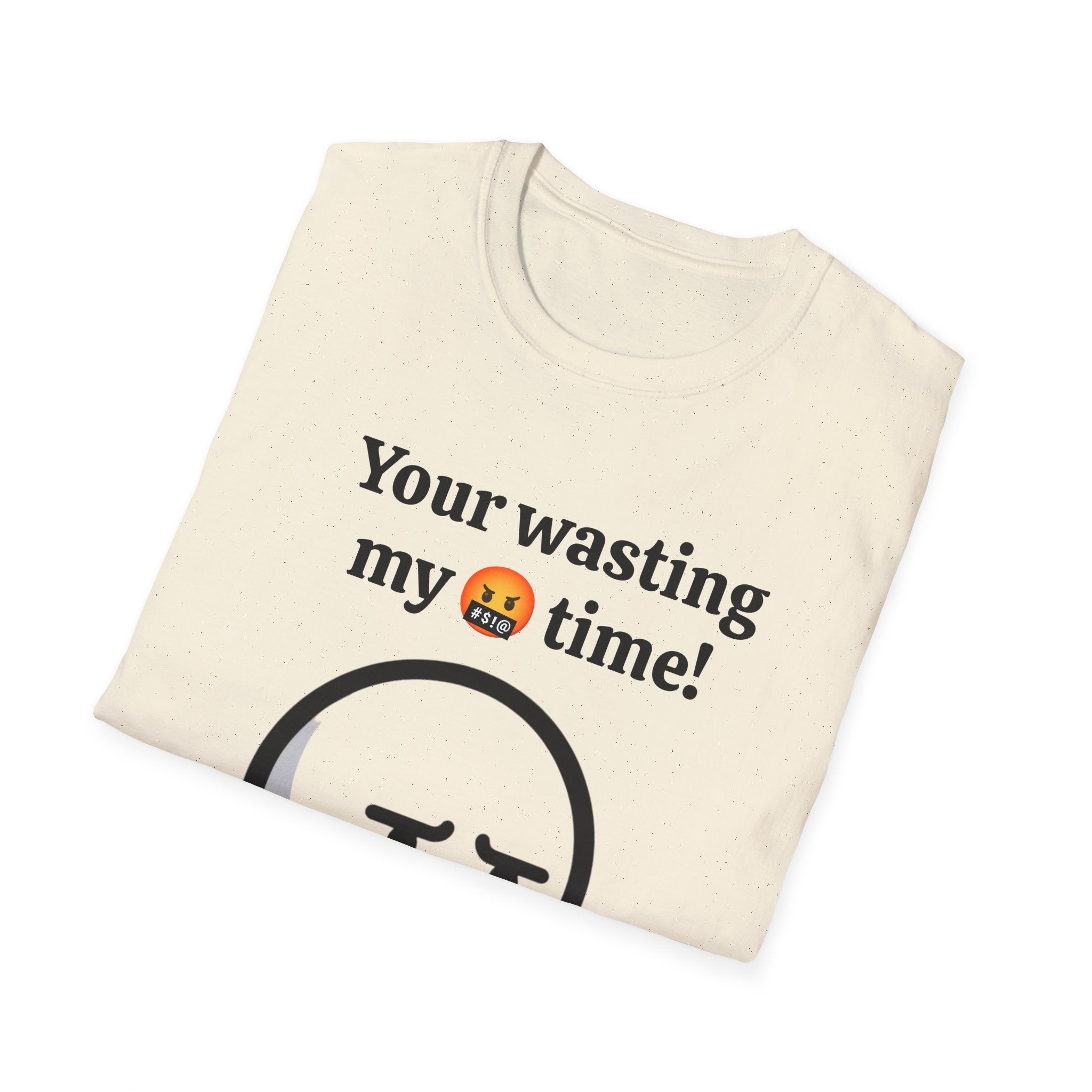 Funny Wasting My Freaking Time Unisex Softstyle T-Shirt, Humorous Casual Tee, Unisex Cotton Shirt, Anxious Character Watch Graphic Tee,