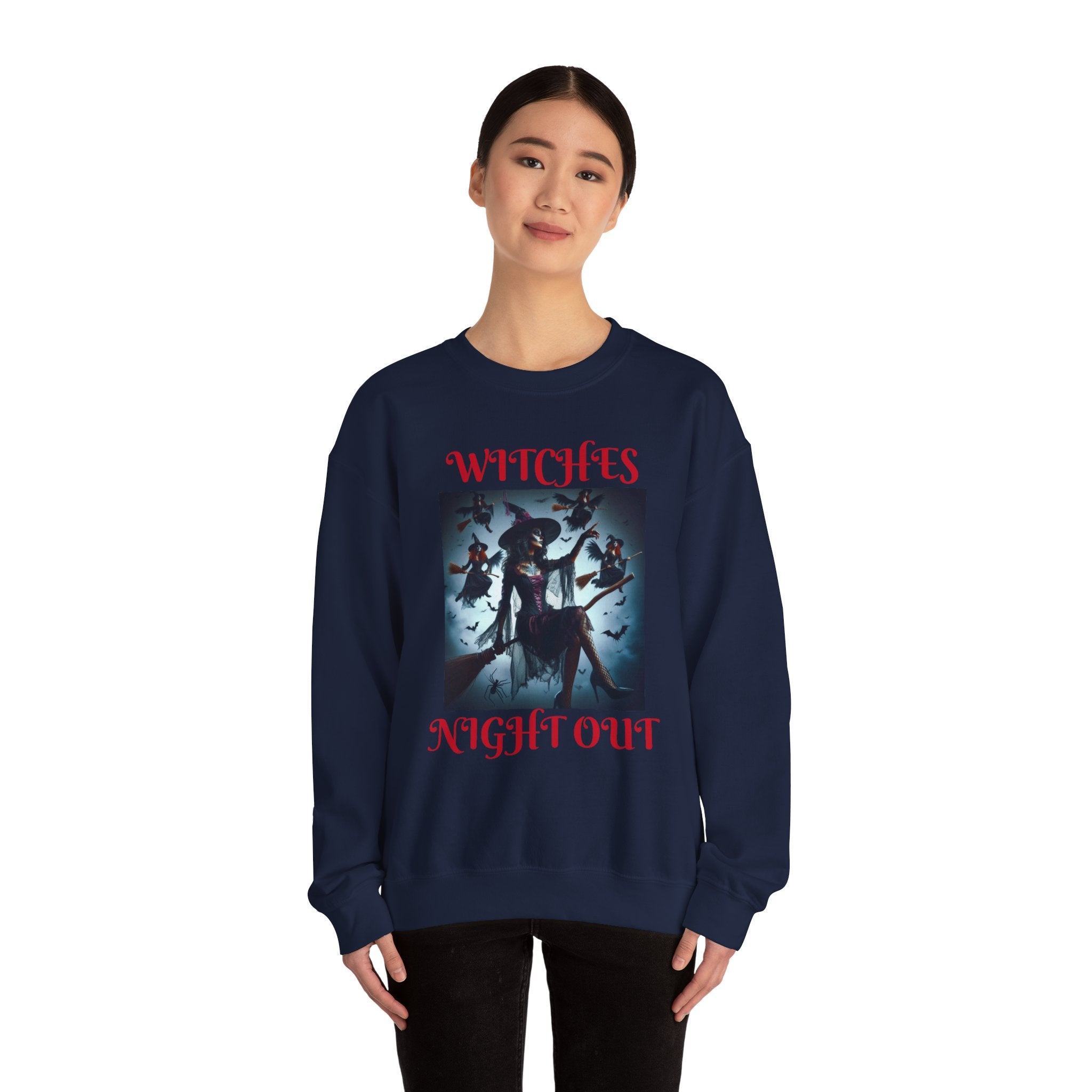 Witches Nightout Unisex Sweatshirt, Halloween Crewneck Jumper, Spooky Witches Night Out Shirt, Witchy Clothing, Girls Night Out Apparel