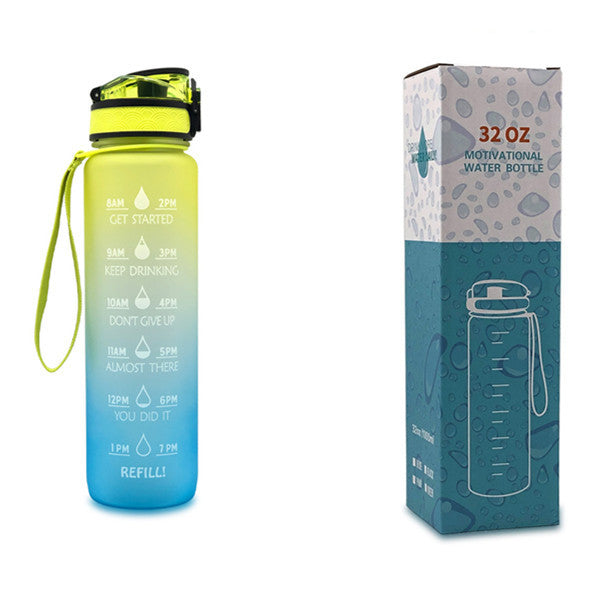 1L Tritan Water Bottle With Time Marker Bounce Cover Motivational Water Bottle