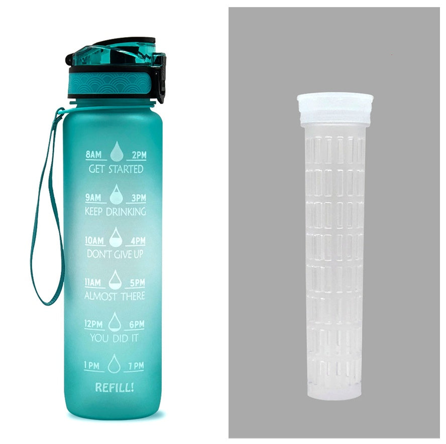 1L Tritan Water Bottle With Time Marker Bounce Cover Motivational Water Bottle