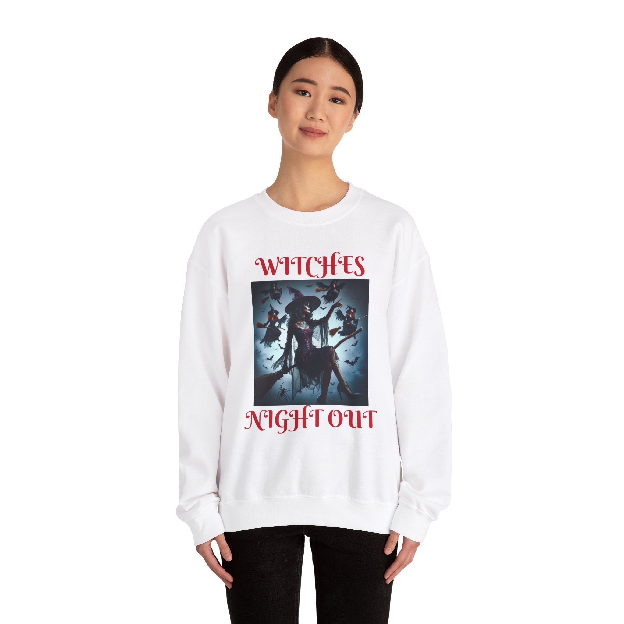 Witches Nightout Unisex Sweatshirt, Halloween Crewneck Jumper, Spooky Witches Night Out Shirt, Witchy Clothing, Girls Night Out Apparel