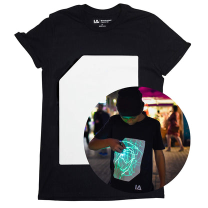 Illuminated Apparel Interactive Glow in The Dark T-Shirt - Fun for Birthday Parties &amp; Festivals (Black/Green Glow, 9-11 Years)