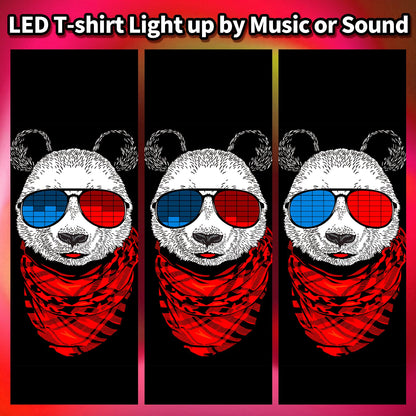 SOOoEC LED T Shirt Sound Activated Light Up Rave Shirts Glow in The Dark for Party Black