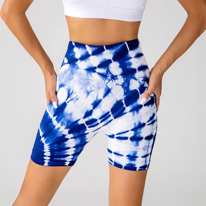 Tie-dye Printed High-waisted Hip-lifting Yoga Shorts