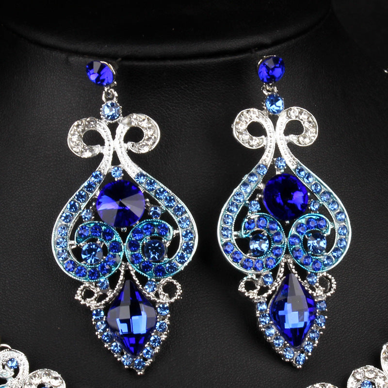 Blue Crystal Necklace Earring Set