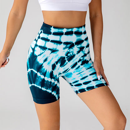 Tie-dye Printed High-waisted Hip-lifting Yoga Shorts