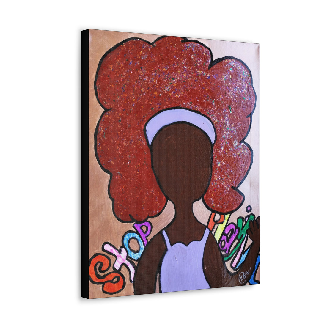 Black Woman Blank Face with Afro Canvas Gallery Wrap