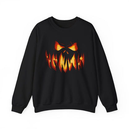 Spooky Halloween Smile Unisex Crewneck Sweatshirt, Creepy Holloween Shirt, Long Sleeve Tee, Classic Fit, Cotton, Sizes S-2XL