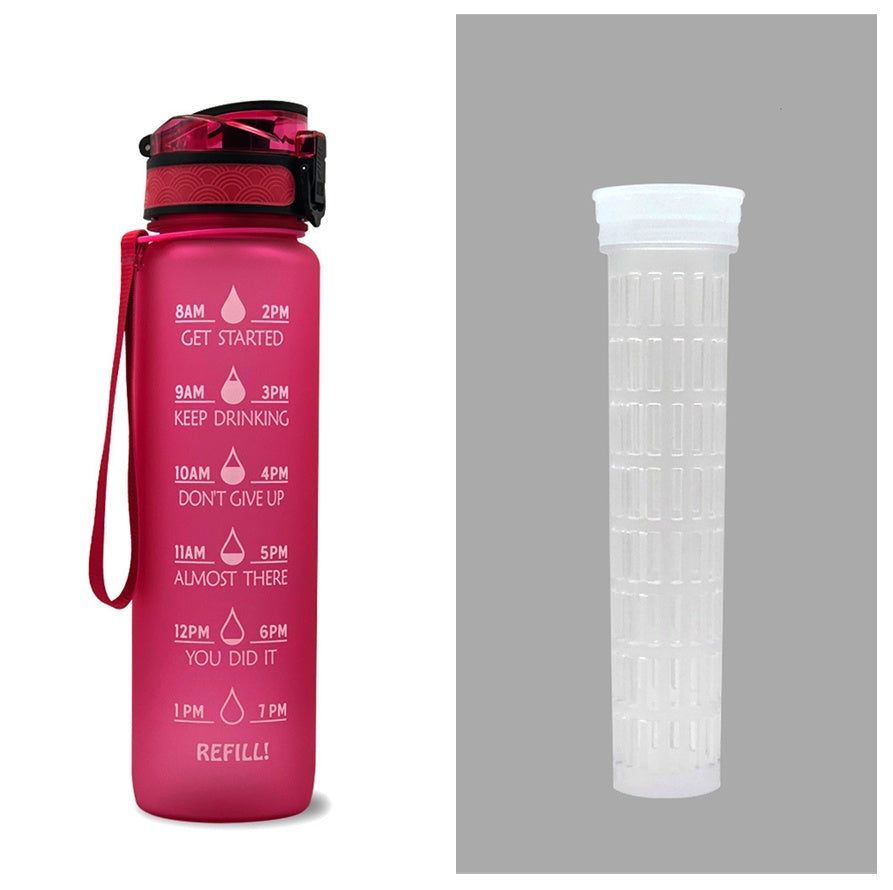 1L Tritan Water Bottle With Time Marker Bounce Cover Motivational Water Bottle