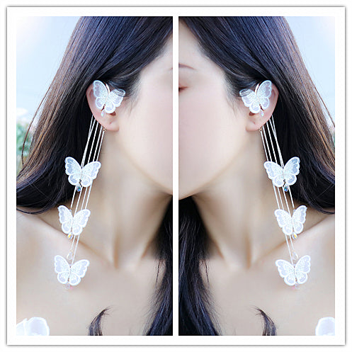 Super Fairy Temperament White Embroidered Lace Butterfly Earring