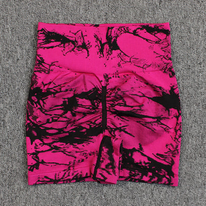 Tie-dye Printed Yoga Quick-drying High Waist Fitness Shorts