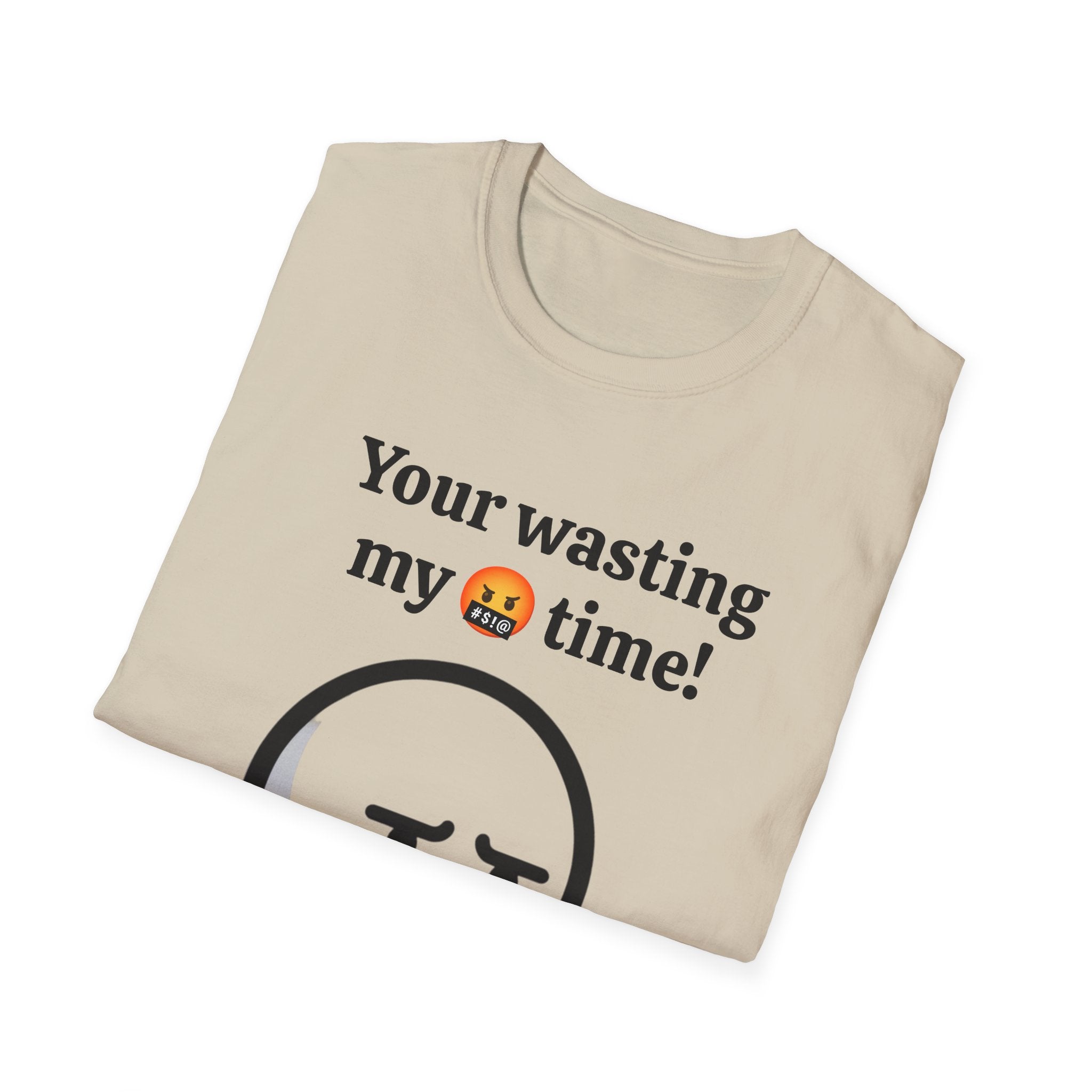 Funny Wasting My Freaking Time Unisex Softstyle T-Shirt, Humorous Casual Tee, Unisex Cotton Shirt, Anxious Character Watch Graphic Tee,