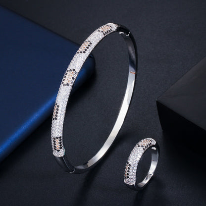 Fashion Simple Two-piece Set Of Micro-inlaid Zircon Bracelets And Rings