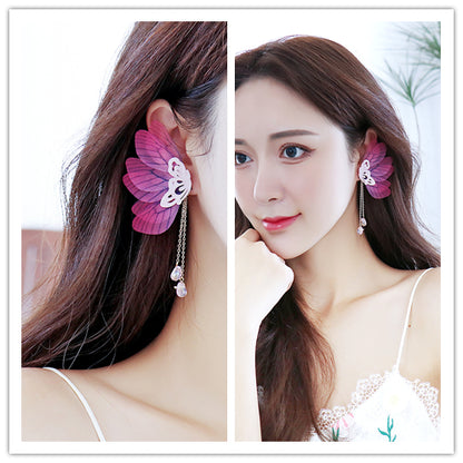 Super Fairy Temperament White Embroidered Lace Butterfly Earring