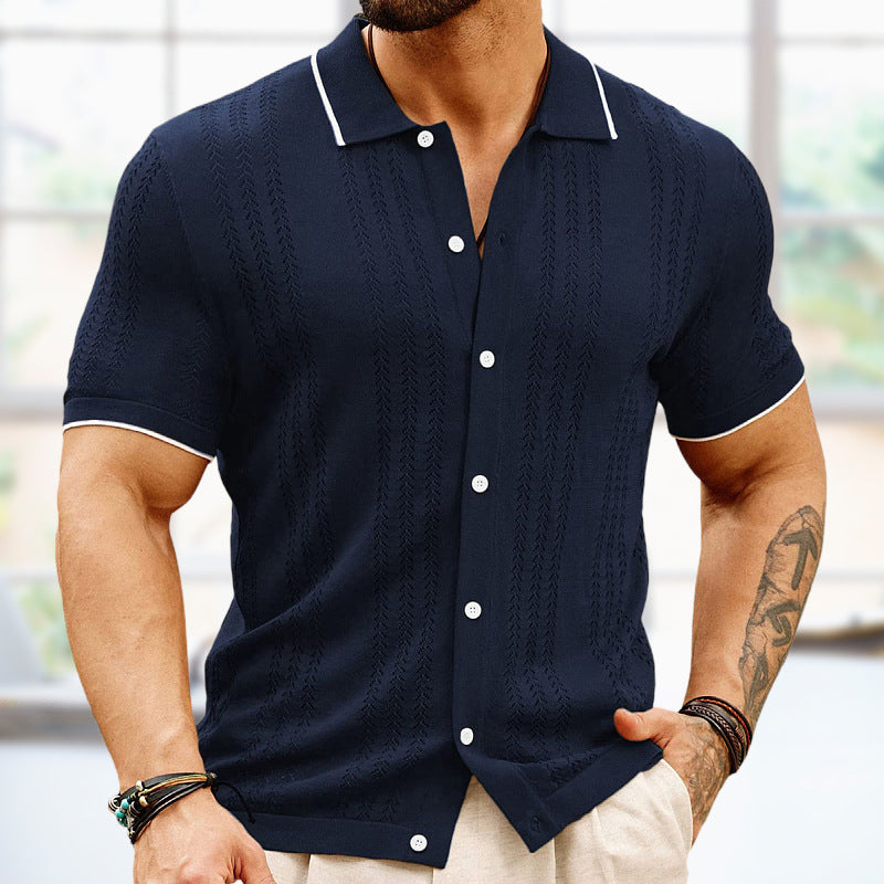 Short-sleeved Polo Shirt Summer Button Lapel Top