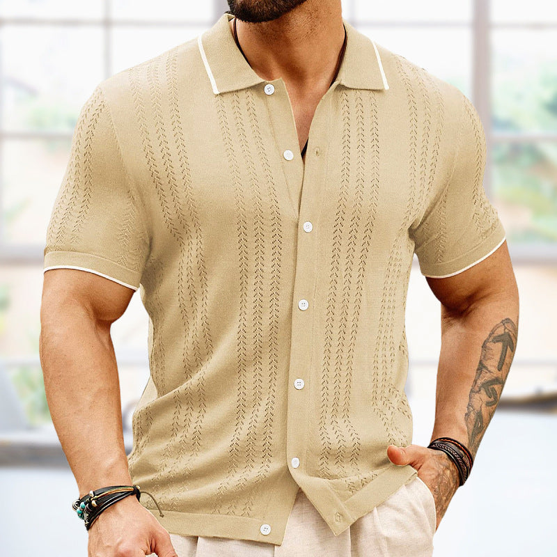 Short-sleeved Polo Shirt Summer Button Lapel Top