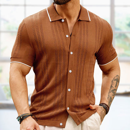 Short-sleeved Polo Shirt Summer Button Lapel Top