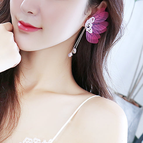 Super Fairy Temperament White Embroidered Lace Butterfly Earring