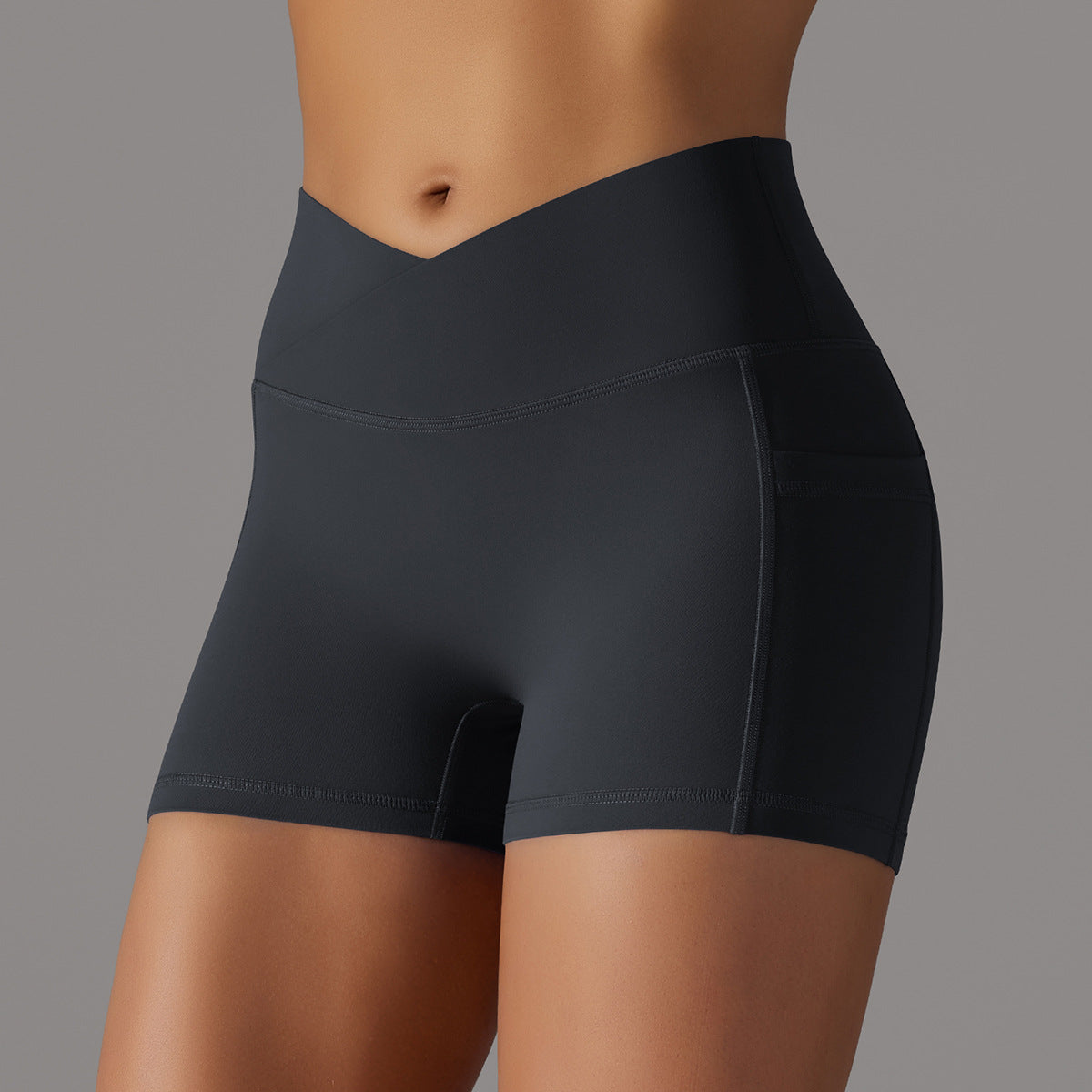 Yoga Shorts With Phone Pocket Design