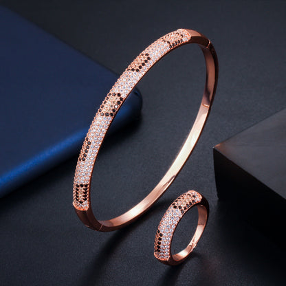 Fashion Simple Two-piece Set Of Micro-inlaid Zircon Bracelets And Rings