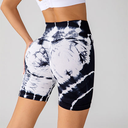 Tie-dye Printed High-waisted Hip-lifting Yoga Shorts