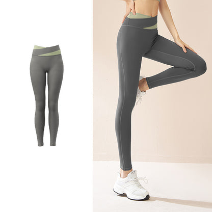 Spliced High Waist Butt Lift Seamless Quick-drying Leggings