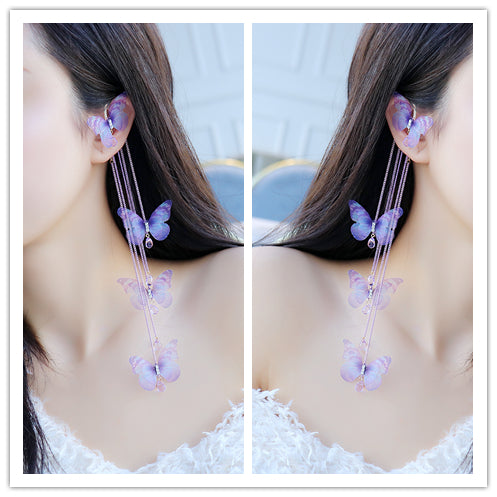 Super Fairy Temperament White Embroidered Lace Butterfly Earring