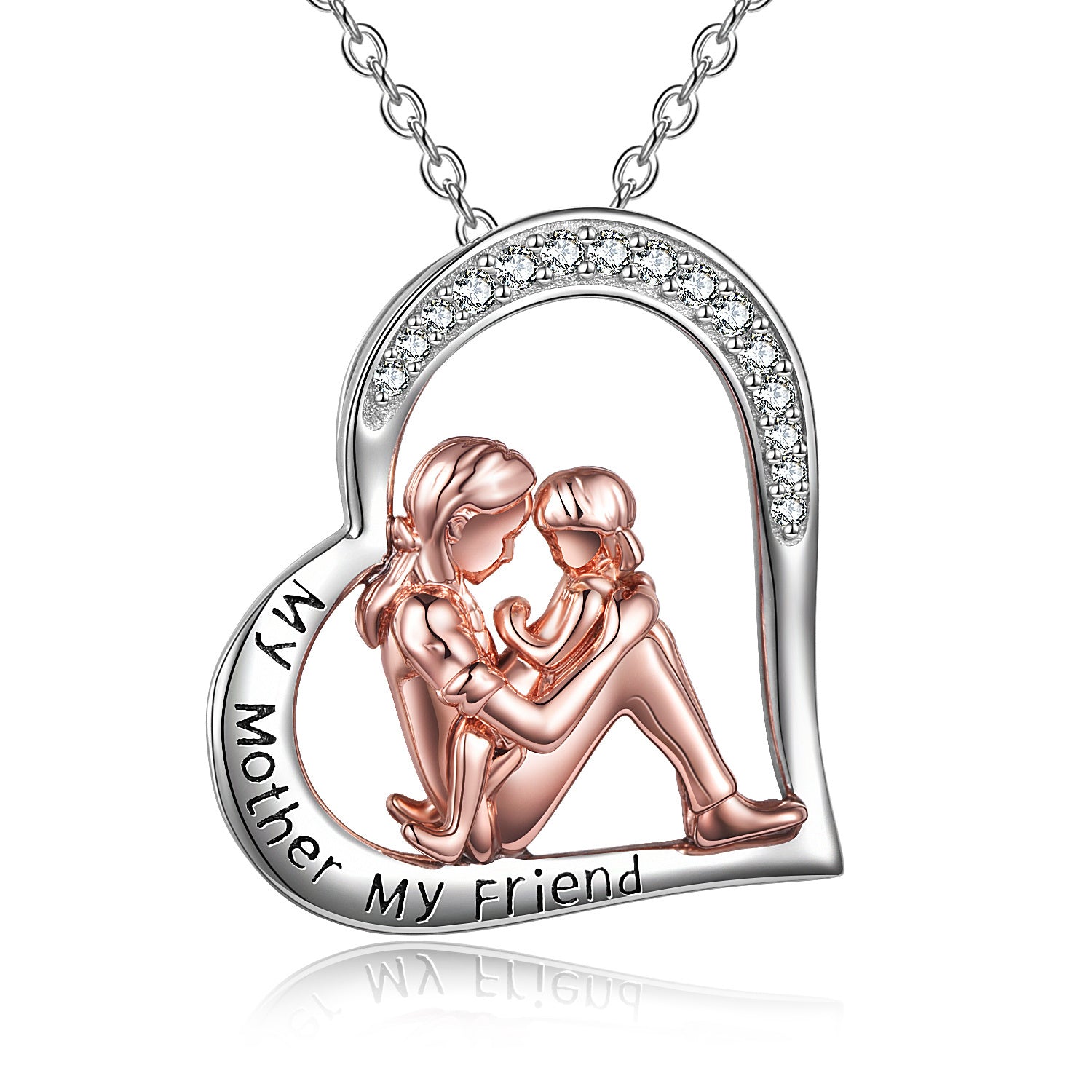 Mother Daughter Necklace 925 Sterling Silver Engraved My Mother My Friend