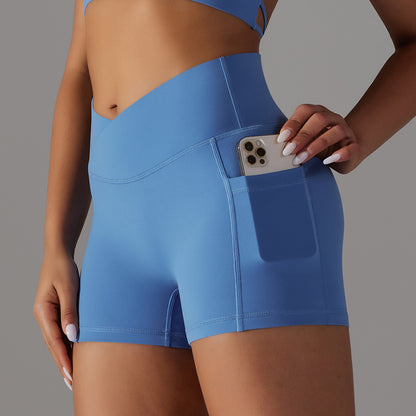 Yoga Shorts With Phone Pocket Design