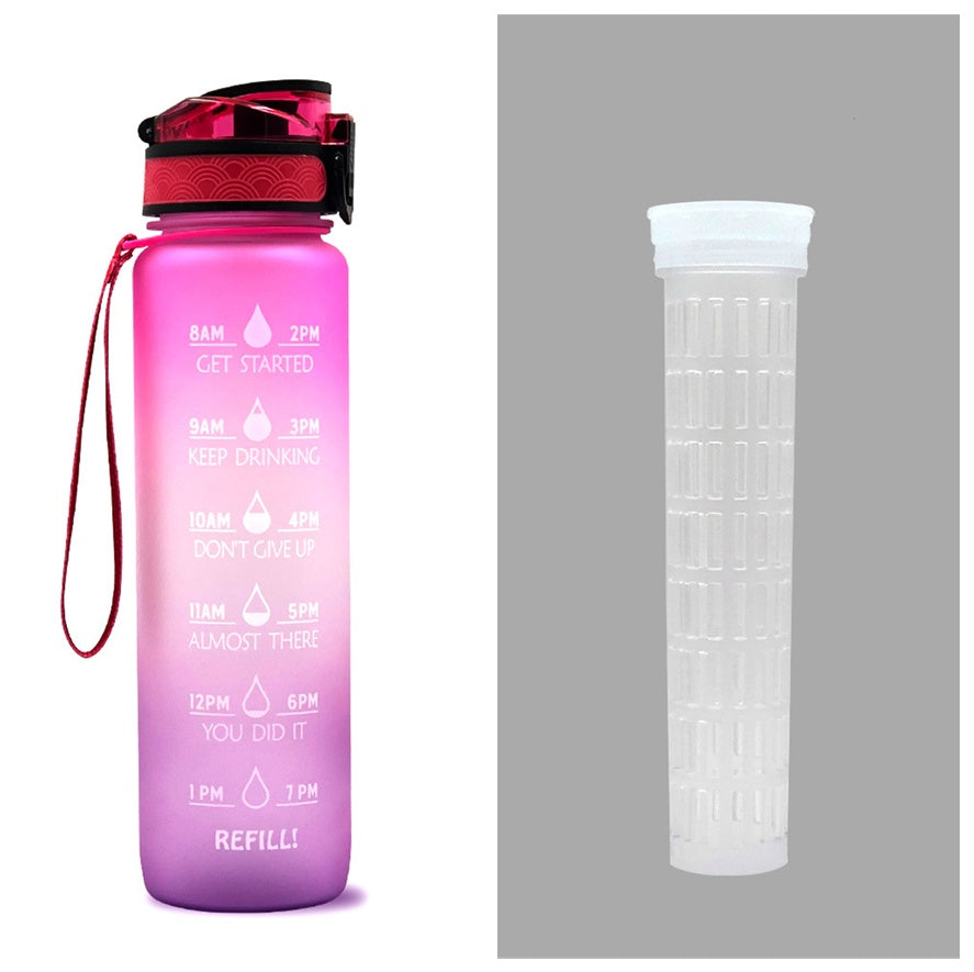 1L Tritan Water Bottle With Time Marker Bounce Cover Motivational Water Bottle