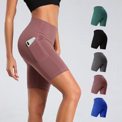 High Waist Fitness Gym Workout  Athletic Yoga Shorts With Pockets