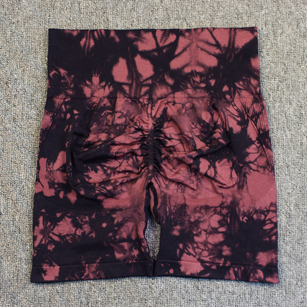 Tie-dye Printed Yoga Quick-drying High Waist Fitness Shorts