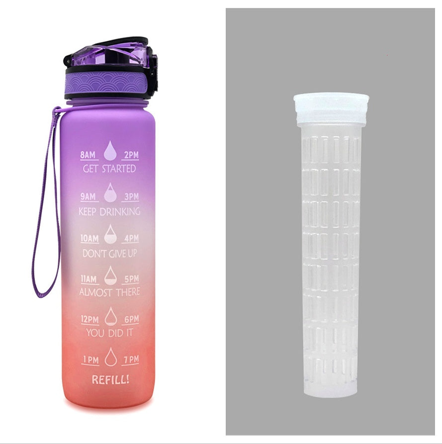 1L Tritan Water Bottle With Time Marker Bounce Cover Motivational Water Bottle