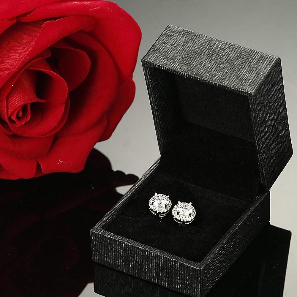 Halo Stud Earrings with  Crystals with FREE Gift Box