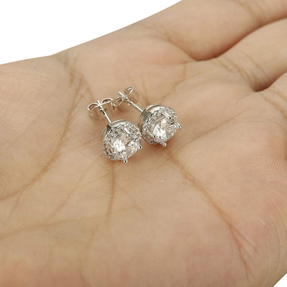 Halo Stud Earrings with  Crystals with FREE Gift Box